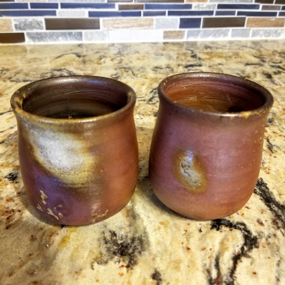 Raku pottery tea cups or candle holder